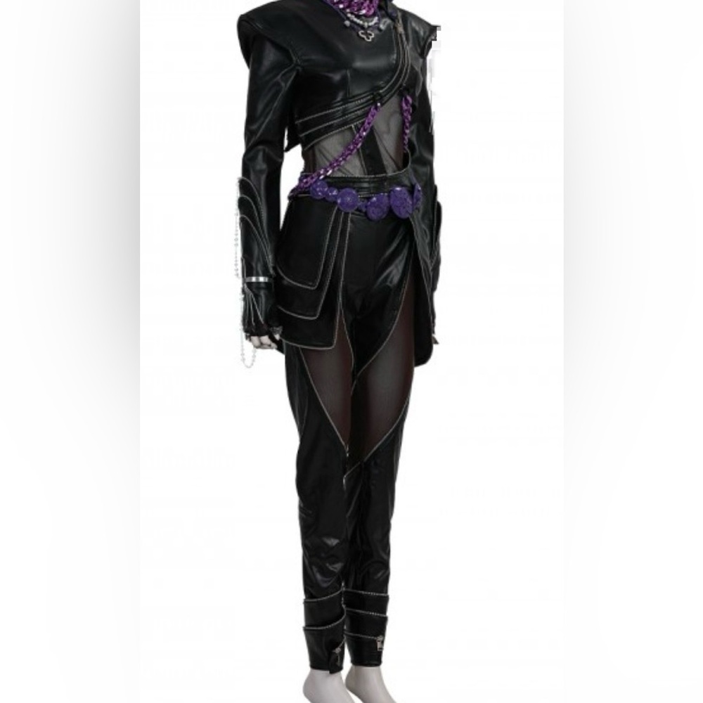 Kpop Demon Hunters - Rumi Women Black Battle Suit Costume Full Set With Wig - Picture 4 of 16